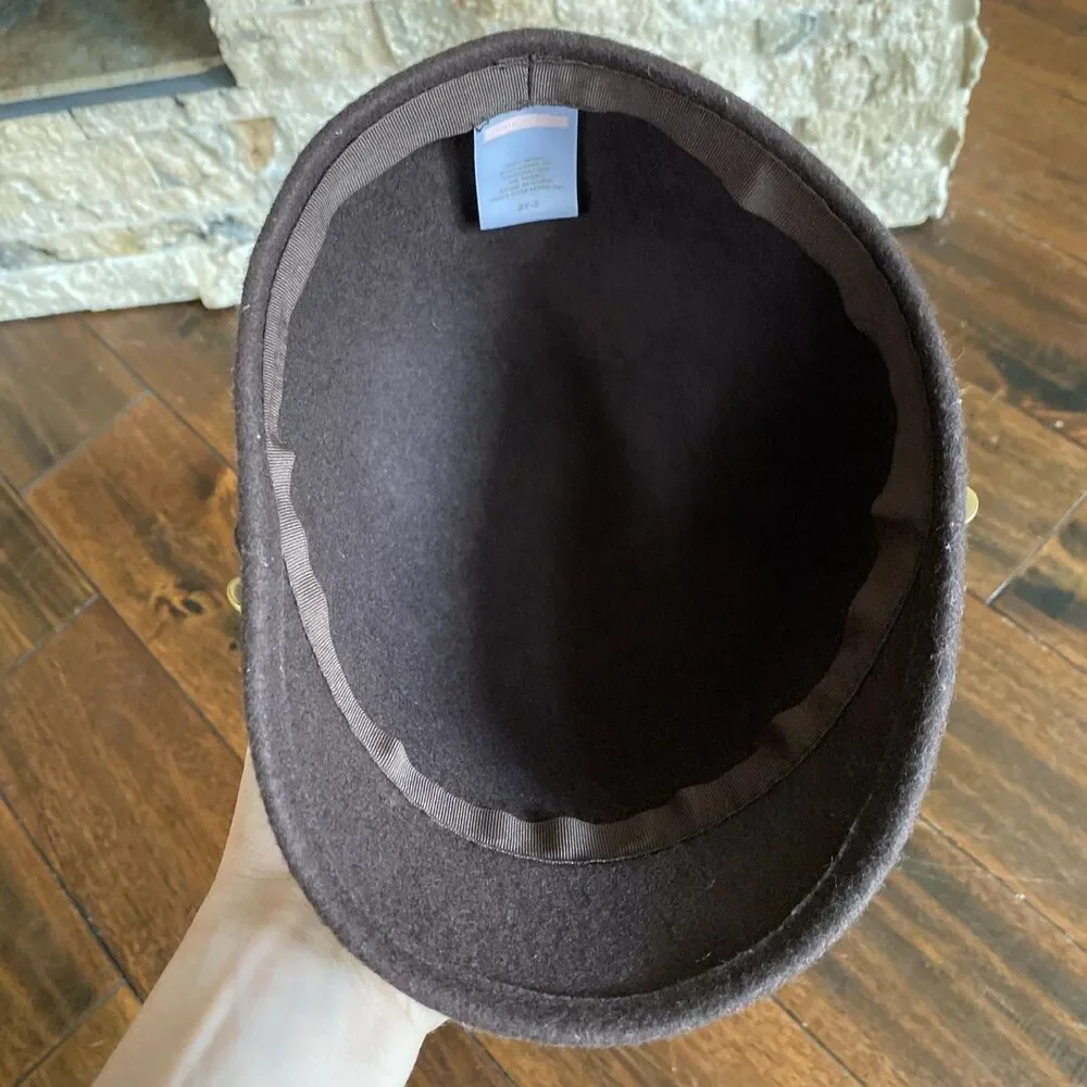 Janie and Jack Brown Wool Cloche Hat with Teal Band